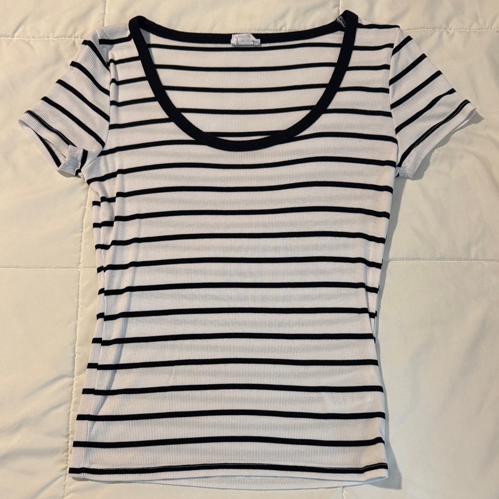 Cotton On Black and White Striped Tee